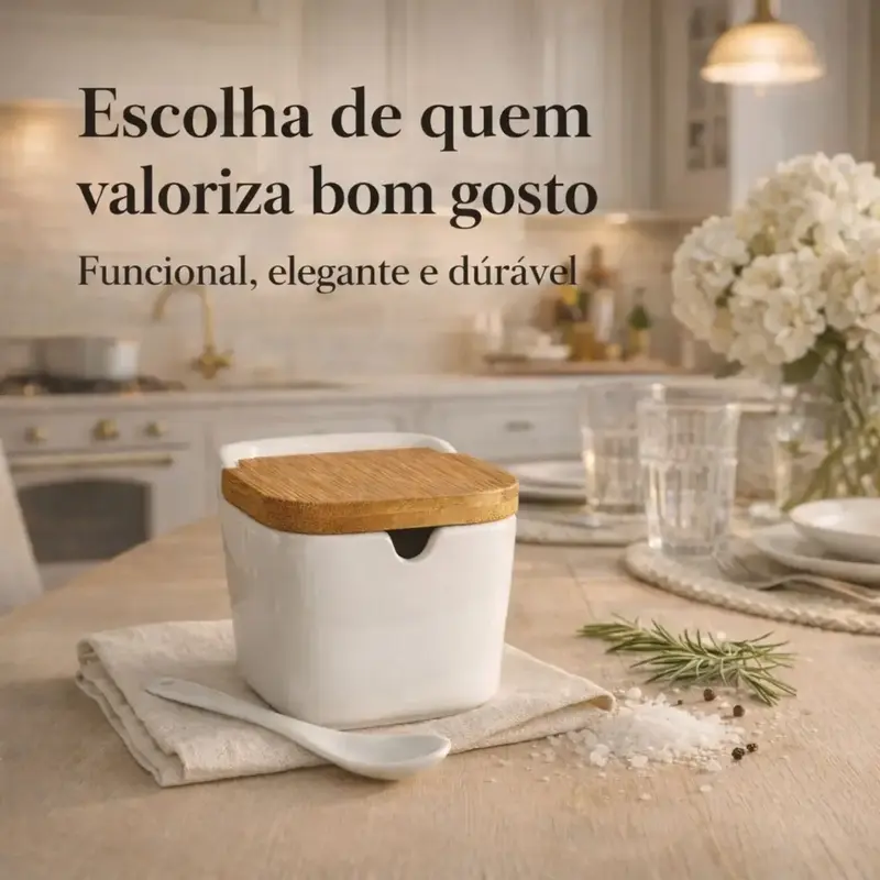 SALEIRO CERAMICA COM COLHER 10 X 10 CM LYOR