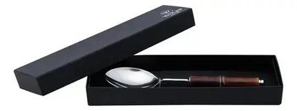 COLHER PARA SERVIR DE ACO INOX COM CABO DE BAMBU WOLFF
