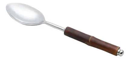 COLHER PARA SERVIR DE ACO INOX COM CABO DE BAMBU WOLFF